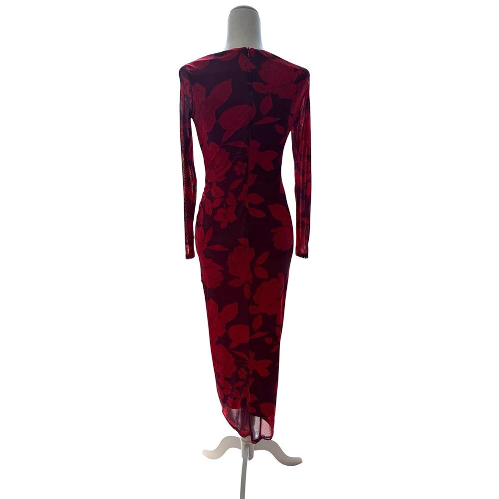 Taylor Women’s Purple/Red Long Sleeve Ruched Maxi Foral Dress, Size 4 - Picture 5 of 16